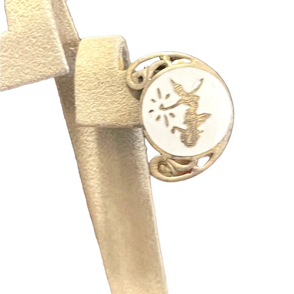 Vintage sterling silver 925 Siam Thai goddess white enamel clip on earrings - Picture 4 of 10